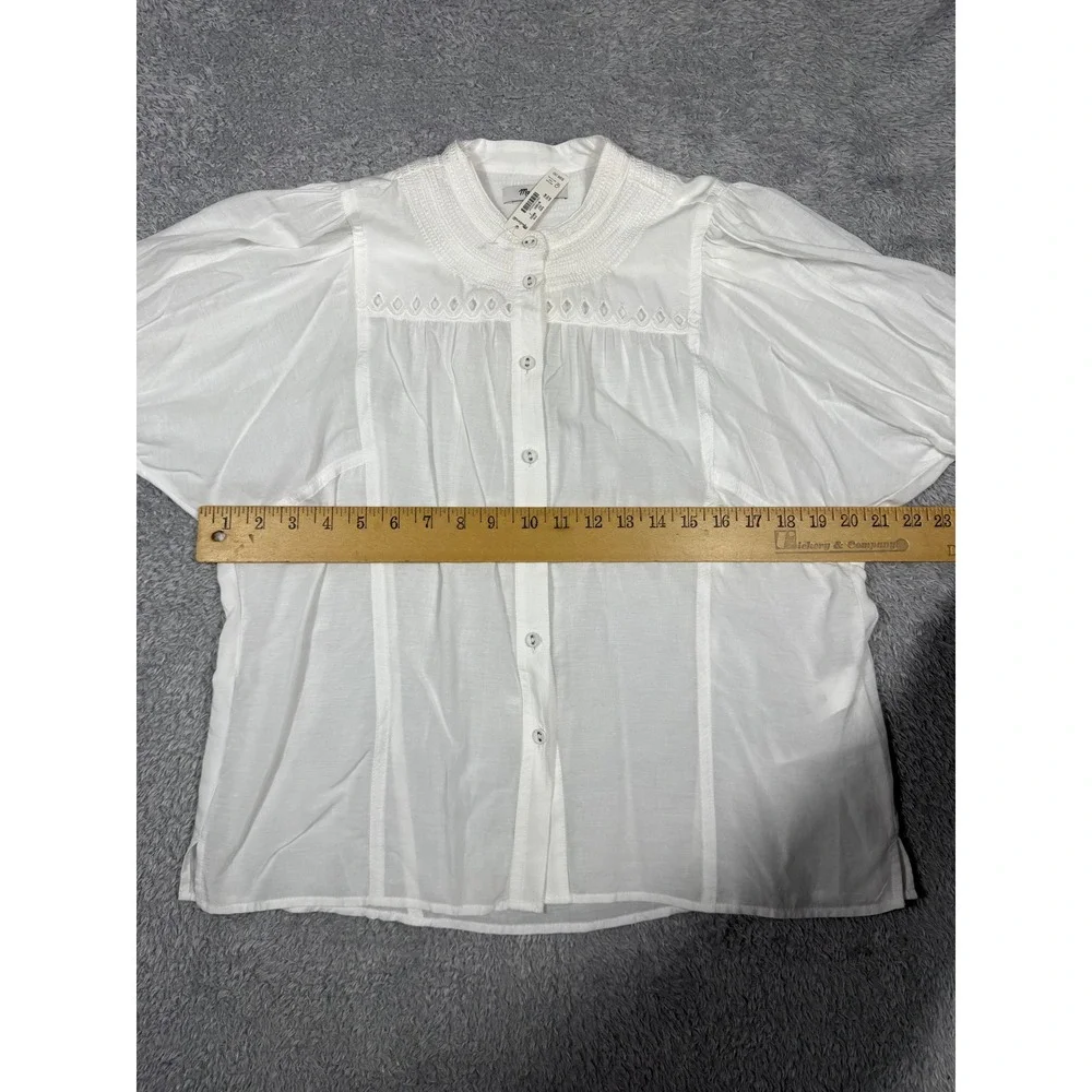 Madewell Eyelet Smocked Blouse Womens 2 White NWT Boho Puff Sleeve NW062